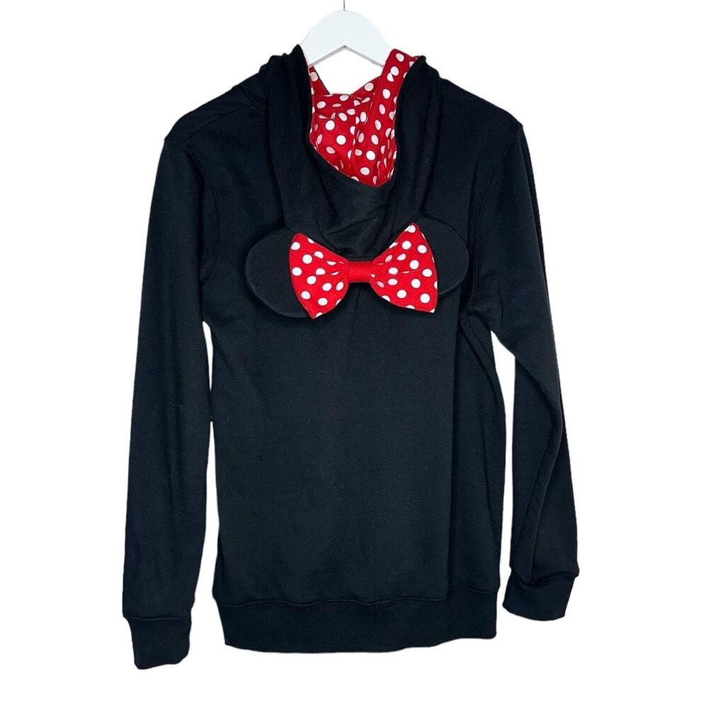 Disneyland Disney Parks Minnie Mouse Black Hoodie Sweater with Ears Size Medium - Picture 5 of 8